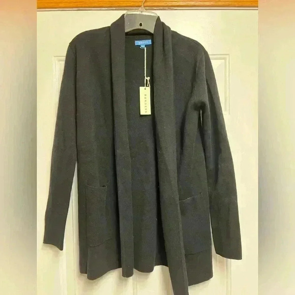 BURGESS TRAVEL COAT Black Open Front Cardigan XS - Picture 2 of 9